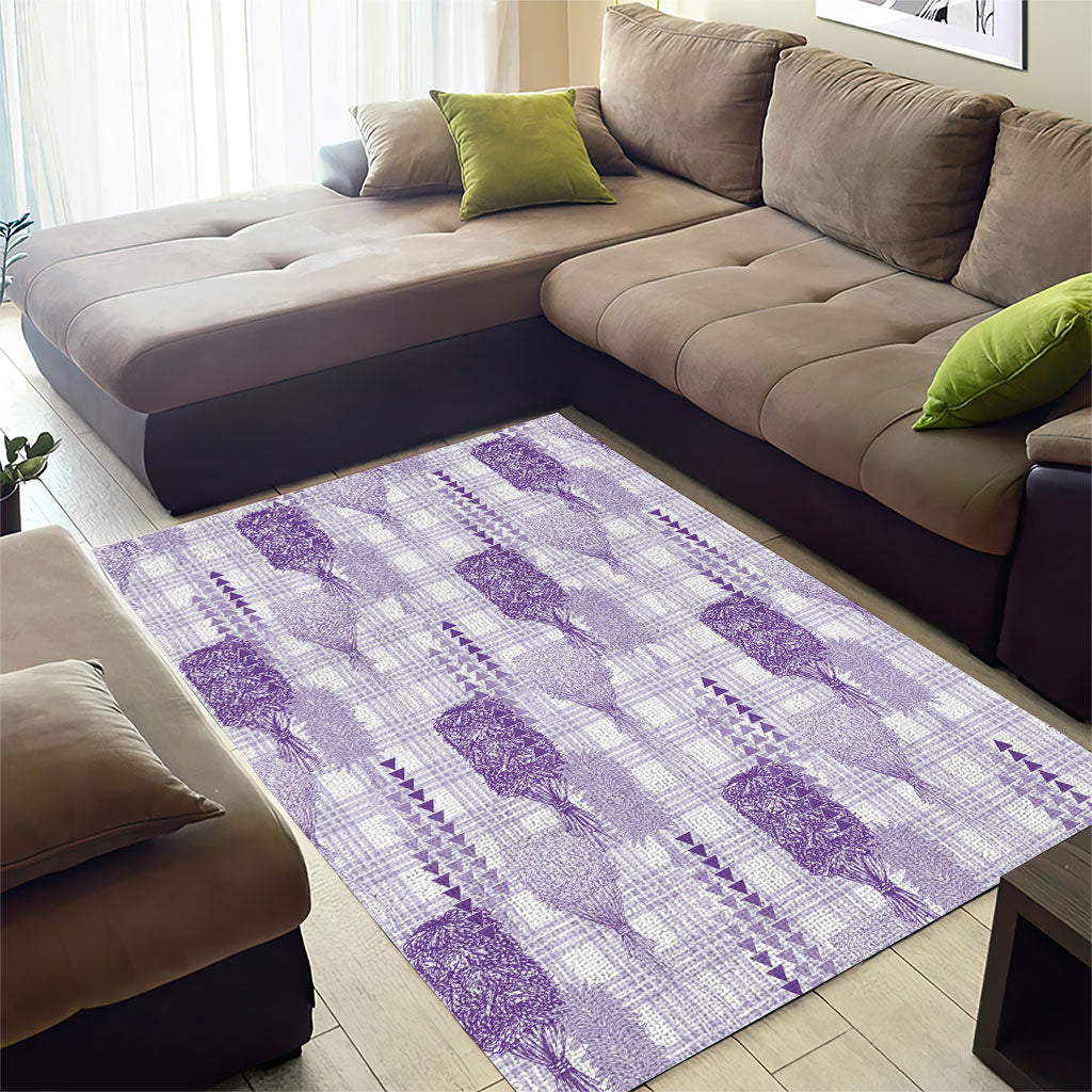 Aloha Hawaii Vintage Kahili Pa'a Lima Area Rug Palaka Print Pastel Lavender