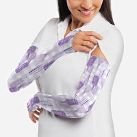 Aloha Hawaii Vintage Kahili Pa'a Lima Arm Sleeves Palaka Print Pastel Lavender