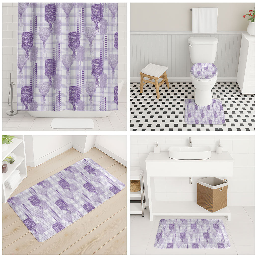 Aloha Hawaii Vintage Kahili Pa'a Lima Bathroom Set Palaka Print Pastel Lavender