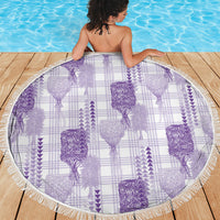 Aloha Hawaii Vintage Kahili Pa'a Lima Beach Blanket Palaka Print Pastel Lavender
