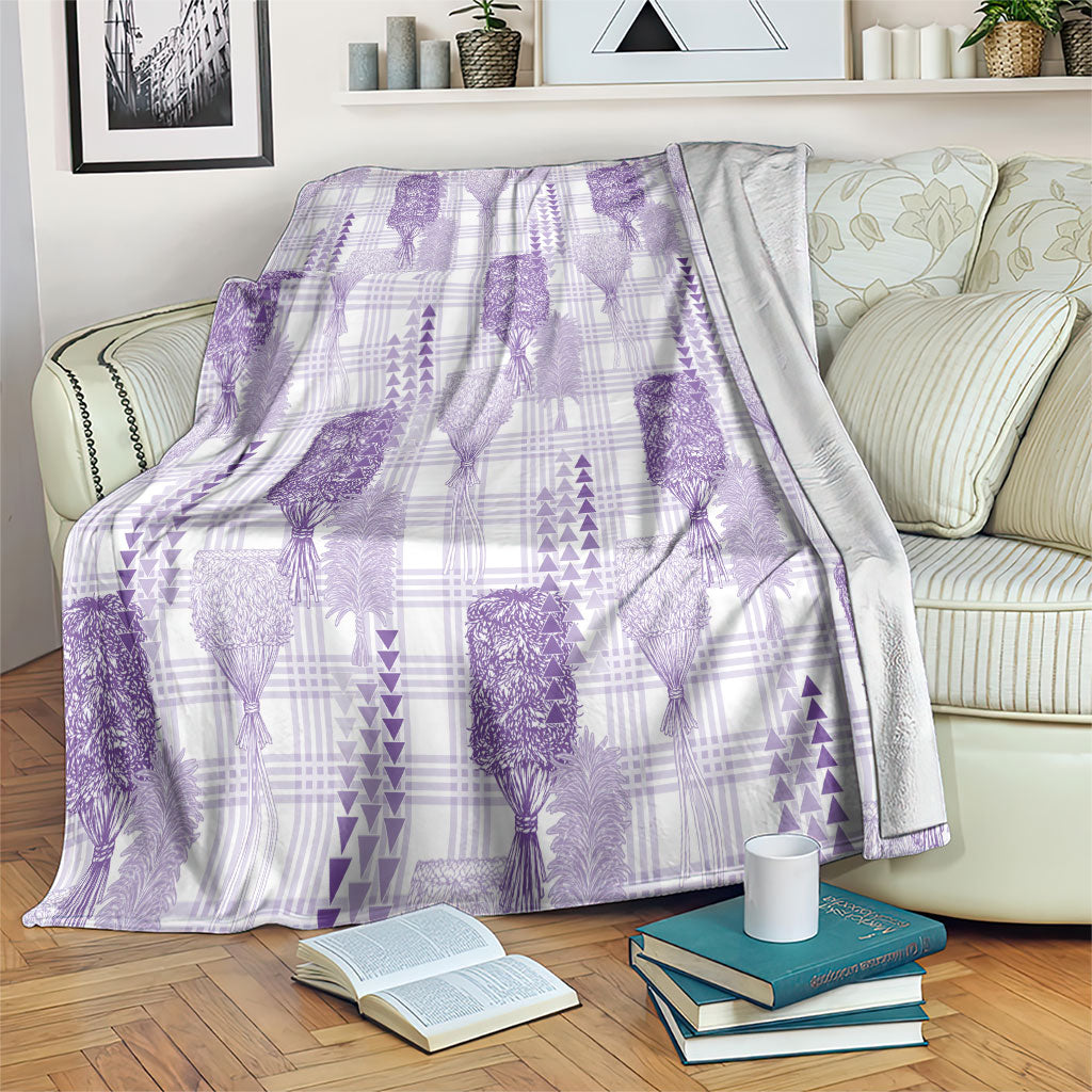 Aloha Hawaii Vintage Kahili Pa'a Lima Blanket Palaka Print Pastel Lavender
