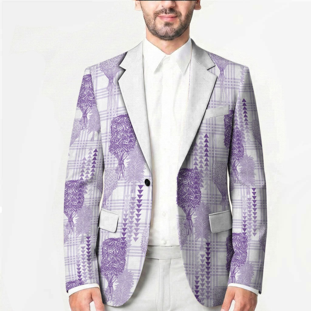 Aloha Hawaii Vintage Kahili Pa'a Lima Blazer Palaka Print Pastel Lavender