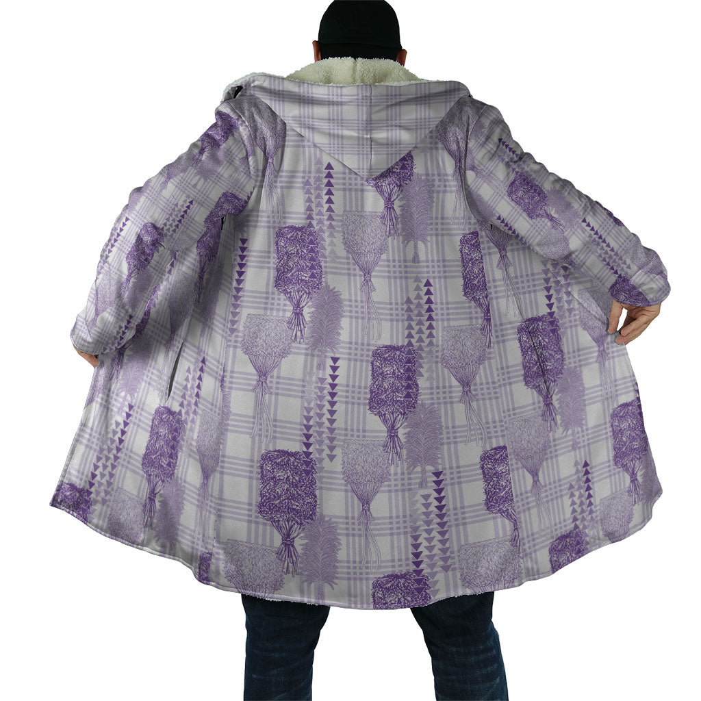 Aloha Hawaii Vintage Kahili Pa'a Lima Cloak Palaka Print Pastel Lavender