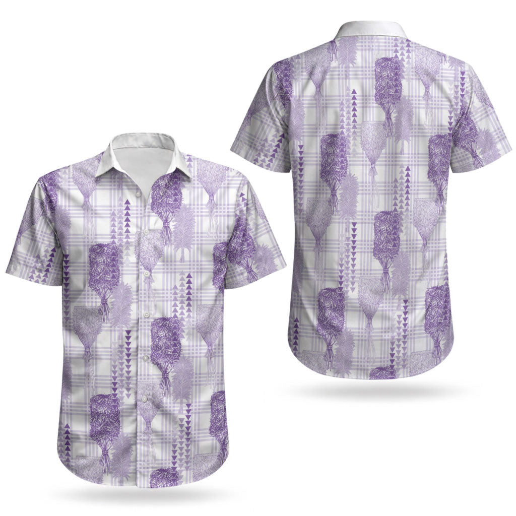 Aloha Hawaii Vintage Kahili Pa'a Lima Couples Matching Long Sleeve Bodycon Dress and Hawaiian Shirt Palaka Print Pastel Lavender