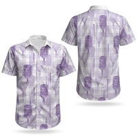 Aloha Hawaii Vintage Kahili Pa'a Lima Couples Matching Mermaid Dress and Hawaiian Shirt Palaka Print Pastel Lavender
