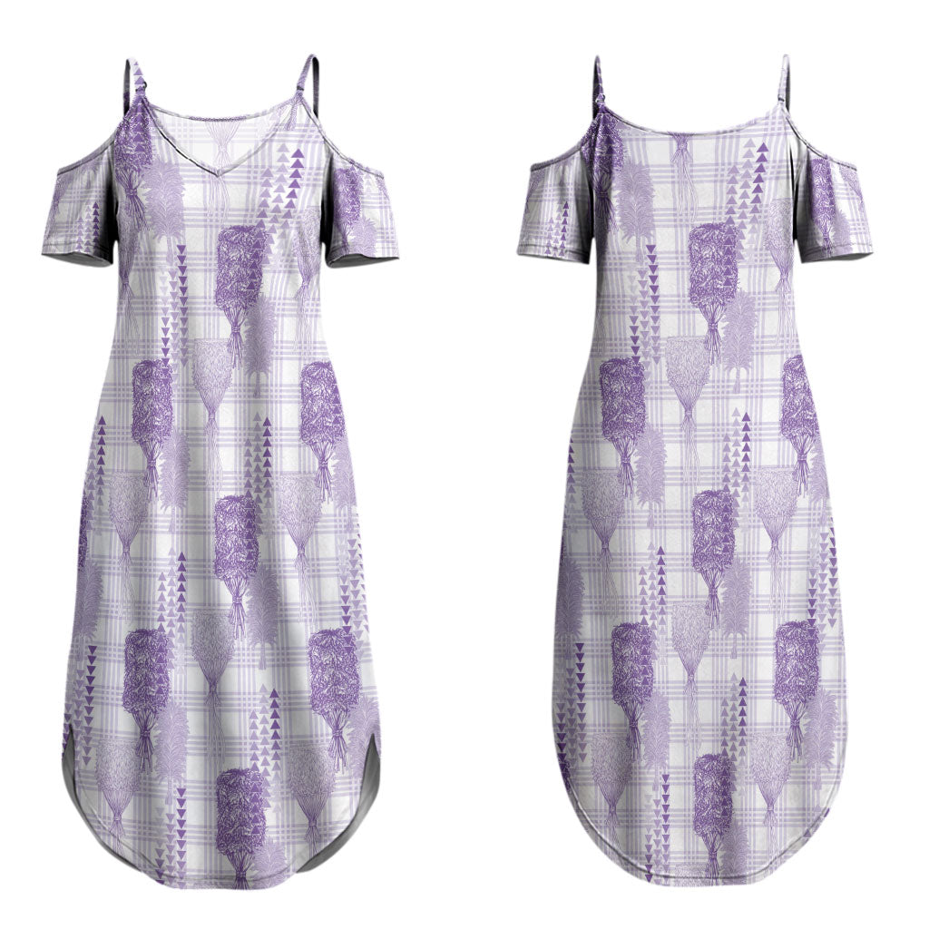 Aloha Hawaii Vintage Kahili Pa'a Lima Couples Matching Summer Maxi Dress and Hawaiian Shirt Palaka Print Pastel Lavender