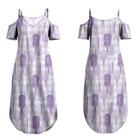 Aloha Hawaii Vintage Kahili Pa'a Lima Couples Matching Summer Maxi Dress and Long Sleeve Button Shirt Palaka Print Pastel Lavender