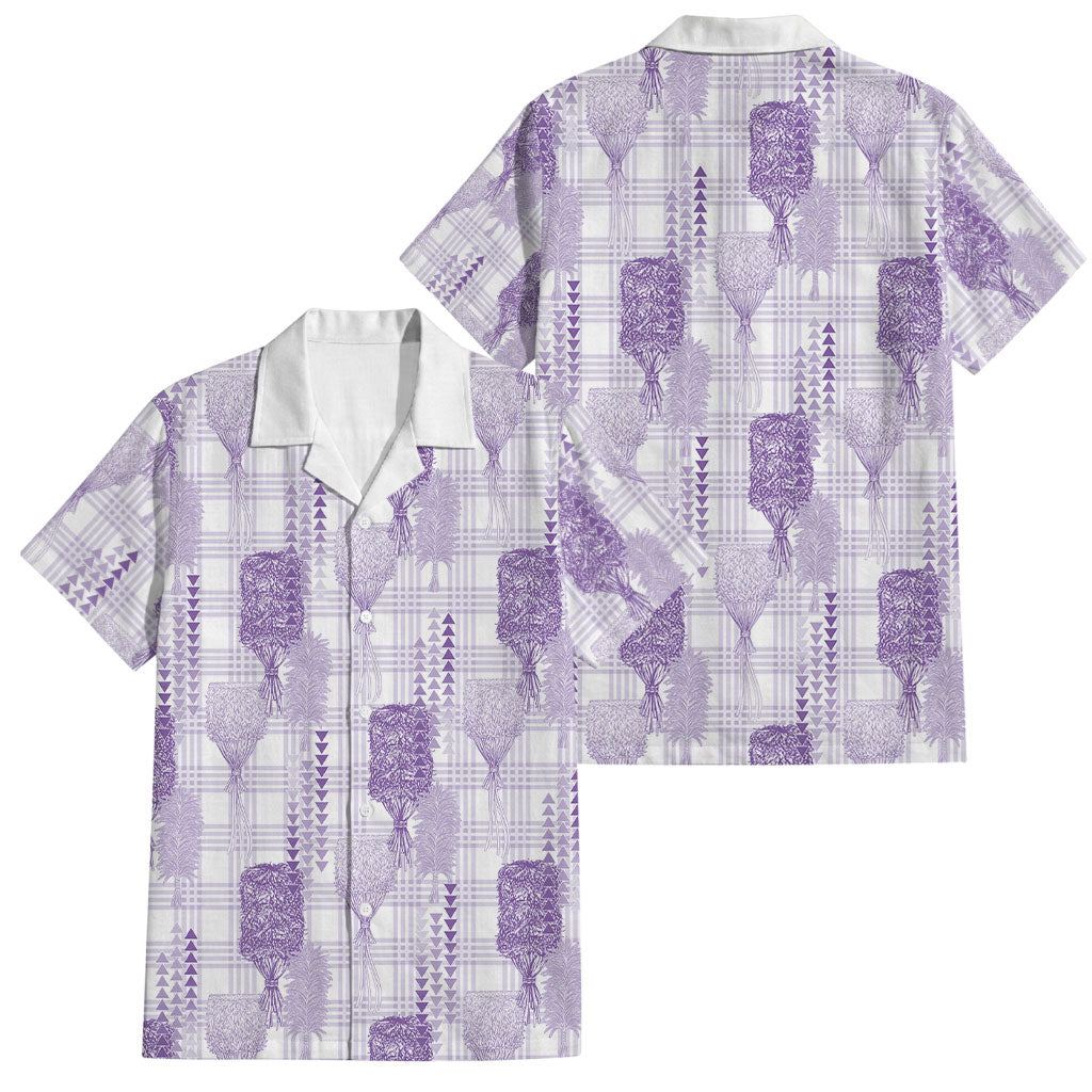 Aloha Hawaii Vintage Kahili Pa'a Lima Family Matching Off Shoulder Short Dress and Hawaiian Shirt Palaka Print Pastel Lavender