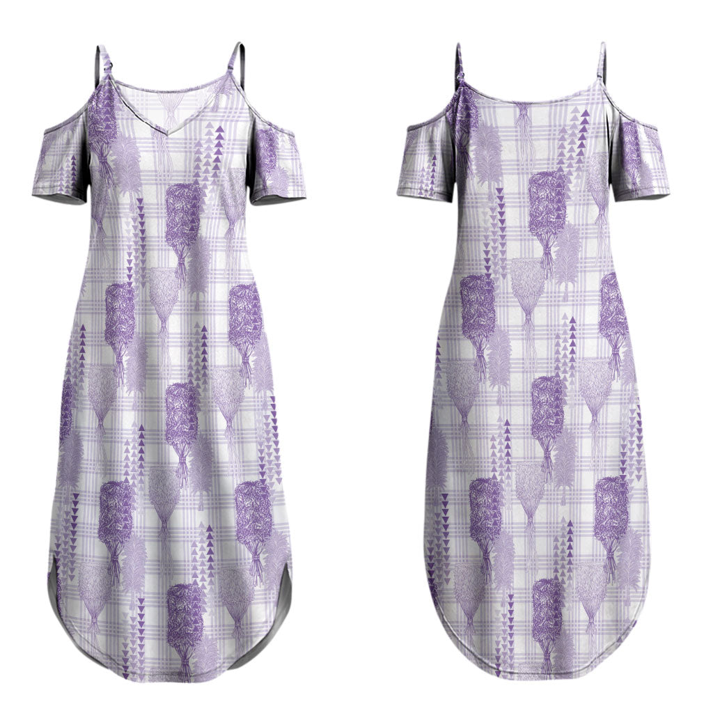 Aloha Hawaii Vintage Kahili Pa'a Lima Family Matching Summer Maxi Dress and Hawaiian Shirt Palaka Print Pastel Lavender