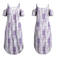 Aloha Hawaii Vintage Kahili Pa'a Lima Family Matching Summer Maxi Dress and Hawaiian Shirt Palaka Print Pastel Lavender