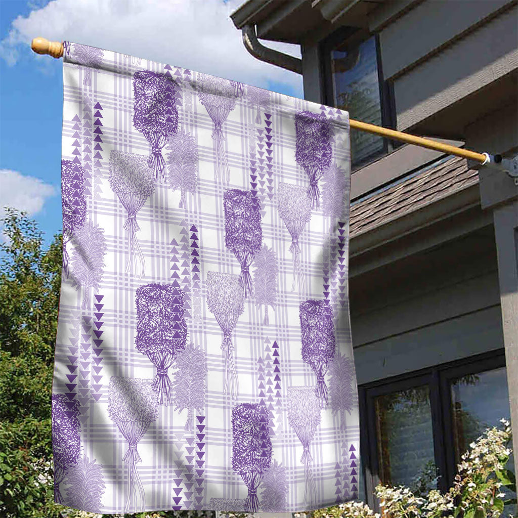 Aloha Hawaii Vintage Kahili Pa'a Lima Garden Flag Palaka Print Pastel Lavender