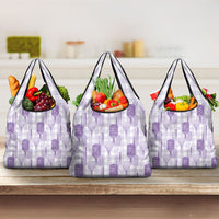 Aloha Hawaii Vintage Kahili Pa'a Lima Grocery Bag Palaka Print Pastel Lavender