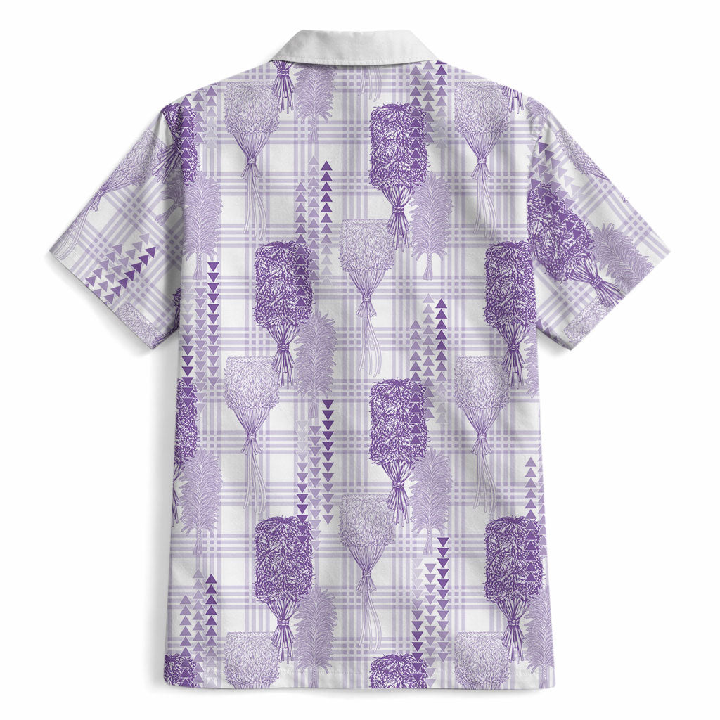 Aloha Hawaii Vintage Kahili Pa'a Lima Hawaiian Shirt Palaka Print Pastel Lavender