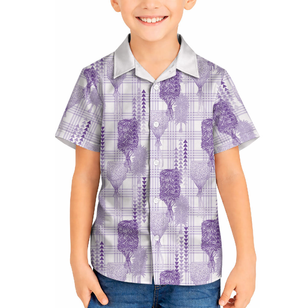 Aloha Hawaii Vintage Kahili Pa'a Lima Hawaiian Shirt Palaka Print Pastel Lavender