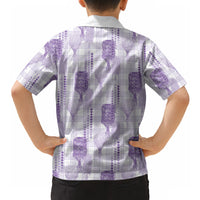 Aloha Hawaii Vintage Kahili Pa'a Lima Hawaiian Shirt Palaka Print Pastel Lavender