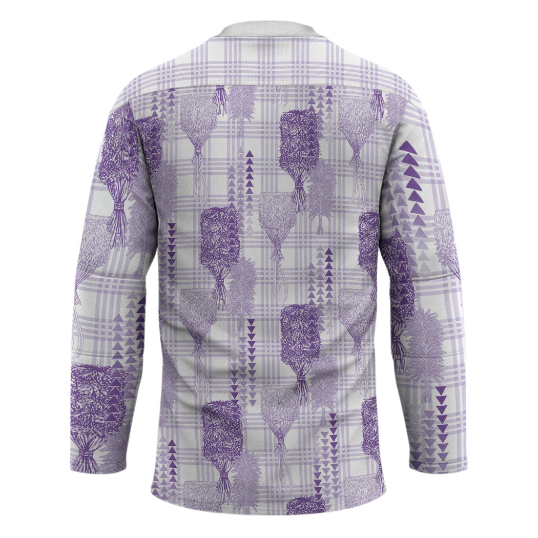 Aloha Hawaii Vintage Kahili Pa'a Lima Hockey Jersey Palaka Print Pastel Lavender