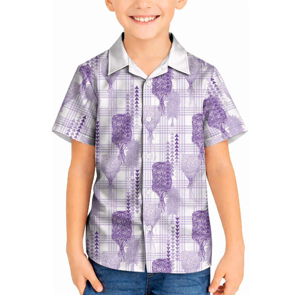 Aloha Hawaii Vintage Kahili Pa'a Lima Kid Hawaiian Shirt Palaka Print Pastel Lavender LT7 Kid Lavender - Polynesian Pride