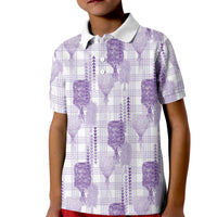 Aloha Hawaii Vintage Kahili Pa'a Lima Kid Polo Shirt Palaka Print Pastel Lavender