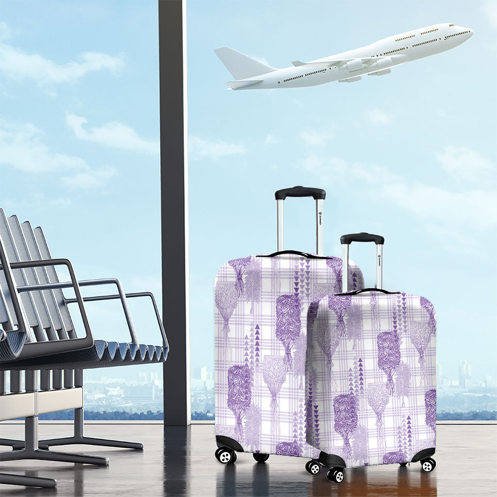 Aloha Hawaii Vintage Kahili Pa'a Lima Luggage Cover Palaka Print Pastel Lavender
