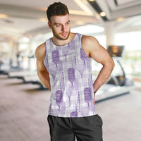 Aloha Hawaii Vintage Kahili Pa'a Lima Men Tank Top Palaka Print Pastel Lavender