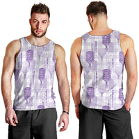 Aloha Hawaii Vintage Kahili Pa'a Lima Men Tank Top Palaka Print Pastel Lavender