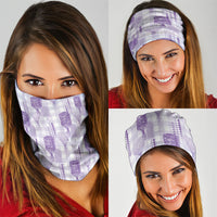 Aloha Hawaii Vintage Kahili Pa'a Lima Neck Gaiter Palaka Print Pastel Lavender