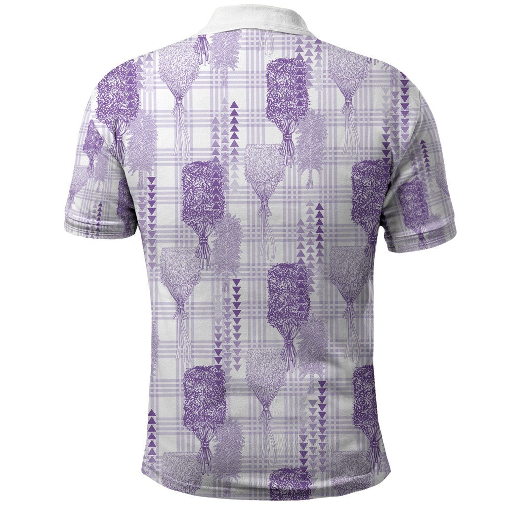 Aloha Hawaii Vintage Kahili Pa'a Lima Polo Shirt Palaka Print Pastel Lavender