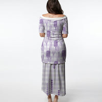 Aloha Hawaii Vintage Kahili Pa'a Lima Puletasi Palaka Print Pastel Lavender
