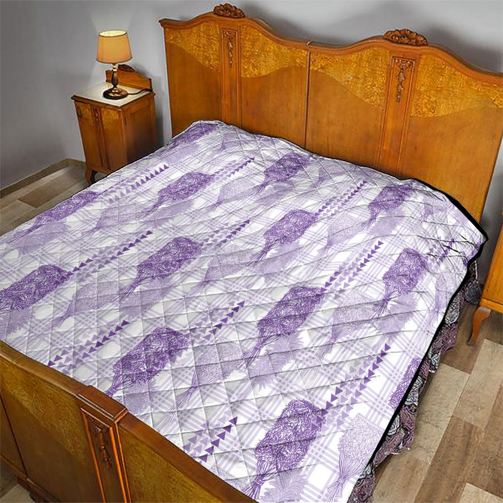 Aloha Hawaii Vintage Kahili Pa'a Lima Quilt Palaka Print Pastel Lavender