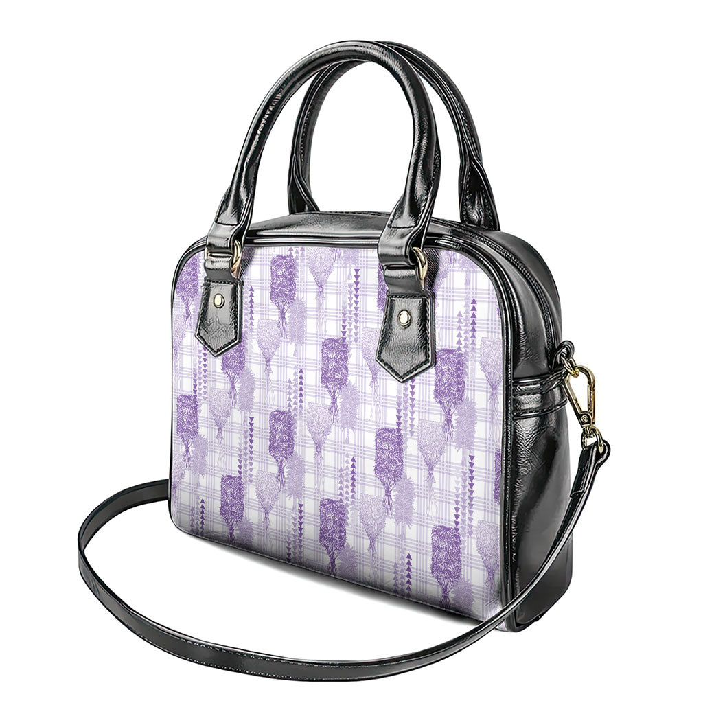 Aloha Hawaii Vintage Kahili Pa'a Lima Shoulder Handbag Palaka Print Pastel Lavender