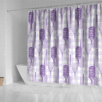 Aloha Hawaii Vintage Kahili Pa'a Lima Shower Curtain Palaka Print Pastel Lavender