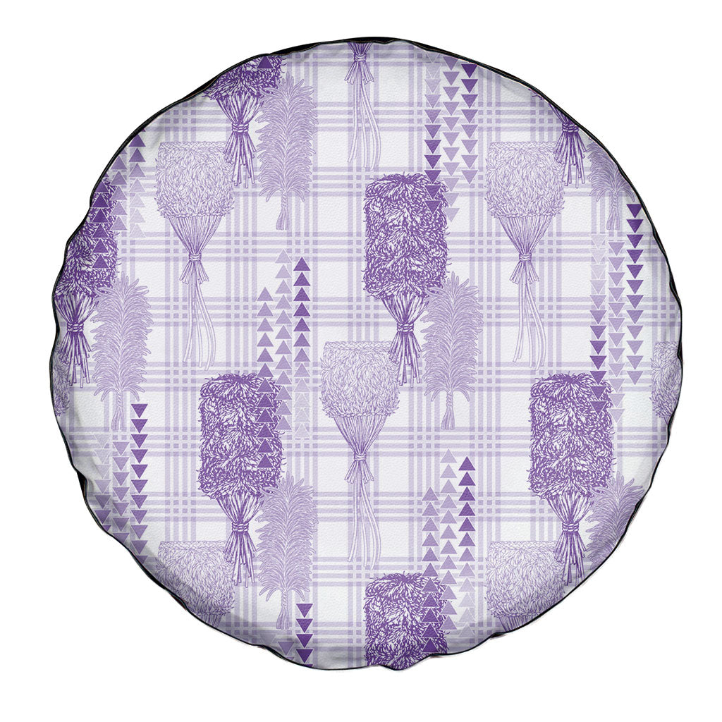Aloha Hawaii Vintage Kahili Pa'a Lima Spare Tire Cover Palaka Print Pastel Lavender