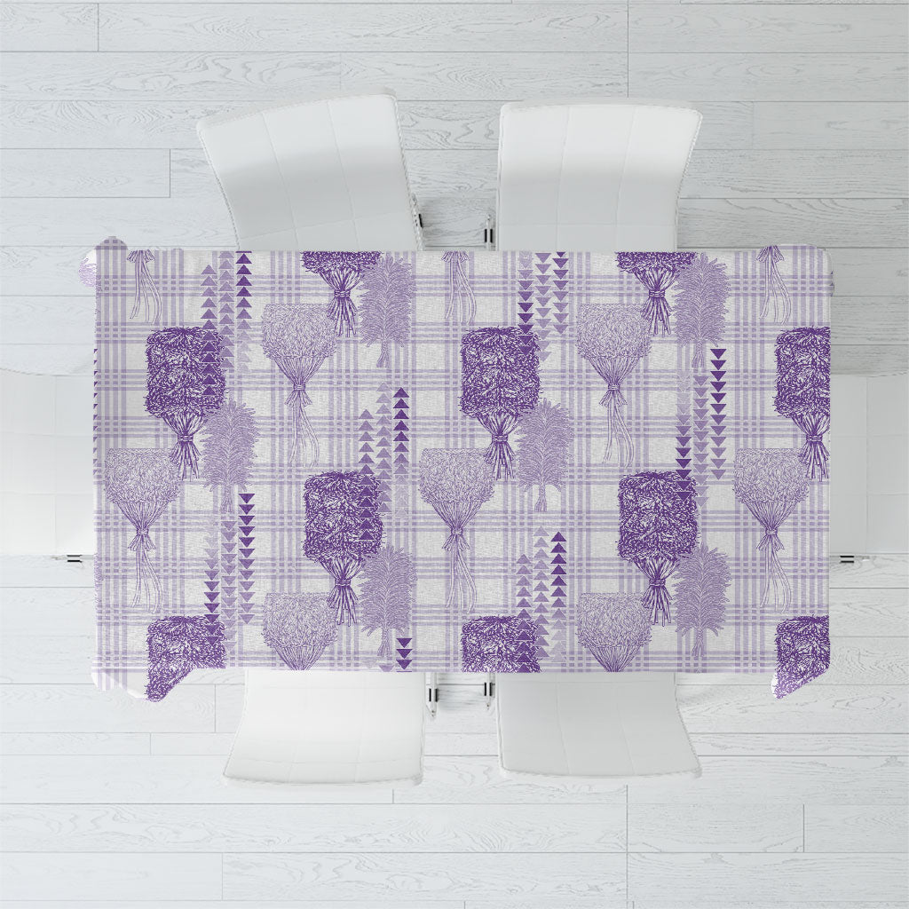 Aloha Hawaii Vintage Kahili Pa'a Lima Tablecloth Palaka Print Pastel Lavender LT7 Lavender - Polynesian Pride