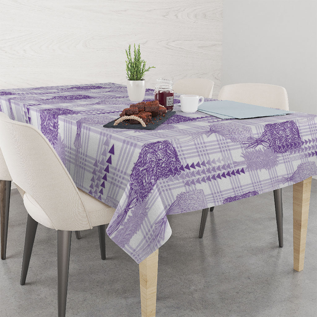 Aloha Hawaii Vintage Kahili Pa'a Lima Tablecloth Palaka Print Pastel Lavender