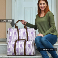 Aloha Hawaii Vintage Kahili Pa'a Lima Travel Bag Palaka Print Pastel Lavender