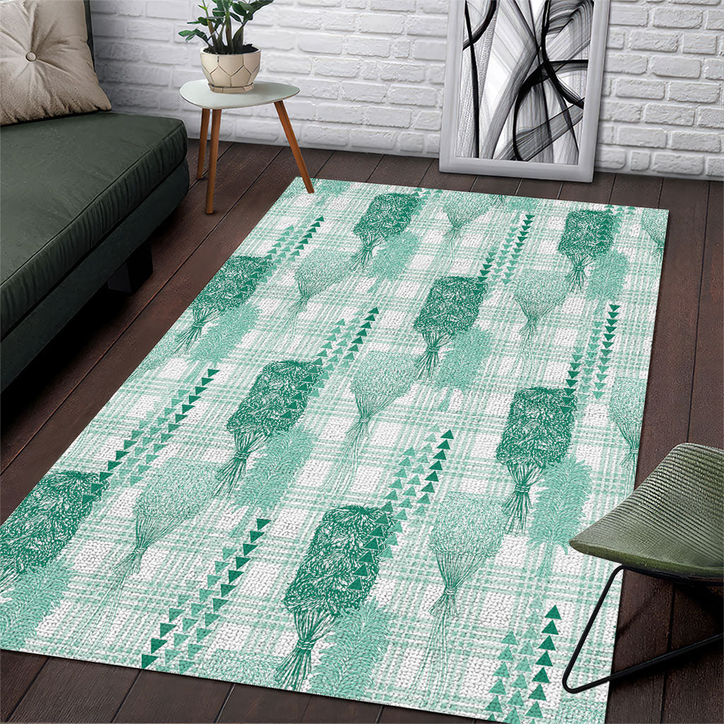 Aloha Hawaii Vintage Kahili Pa'a Lima Area Rug Palaka Print Mossy Teal LT7 Mossy Teal - Polynesian Pride