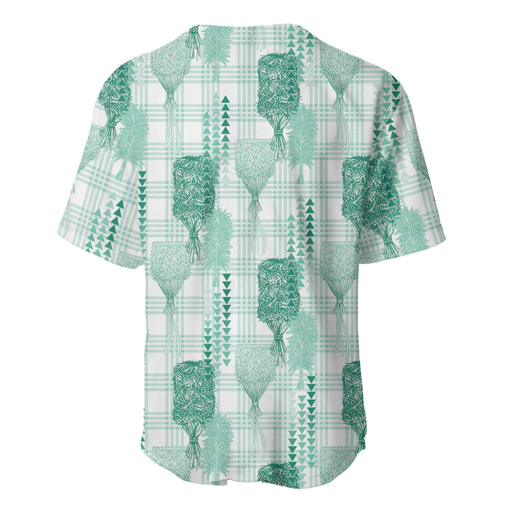 Aloha Hawaii Vintage Kahili Pa'a Lima Baseball Jersey Palaka Print Mossy Teal