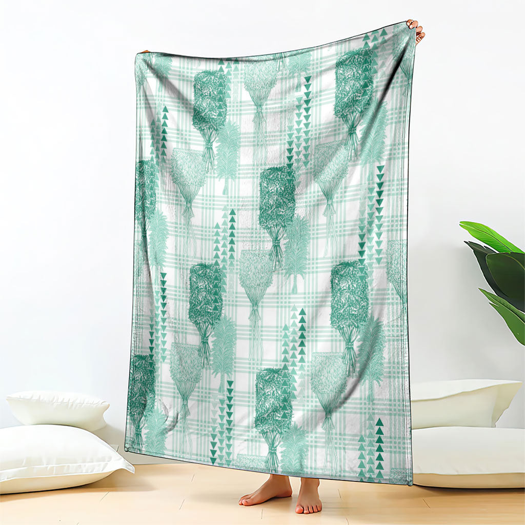 Aloha Hawaii Vintage Kahili Pa'a Lima Blanket Palaka Print Mossy Teal
