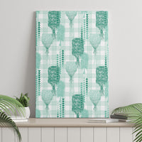 Aloha Hawaii Vintage Kahili Pa'a Lima Canvas Wall Art Palaka Print Mossy Teal