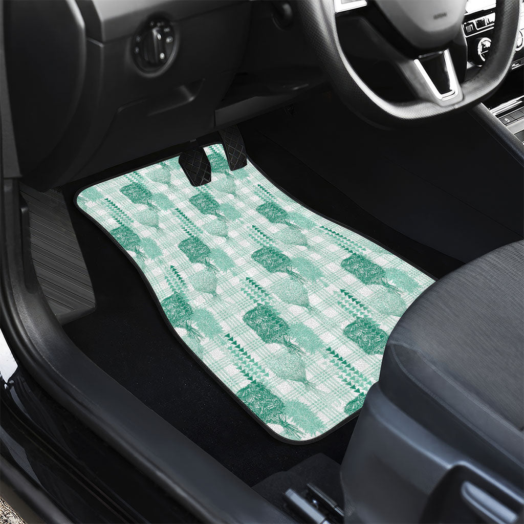 Aloha Hawaii Vintage Kahili Pa'a Lima Car Mats Palaka Print Mossy Teal