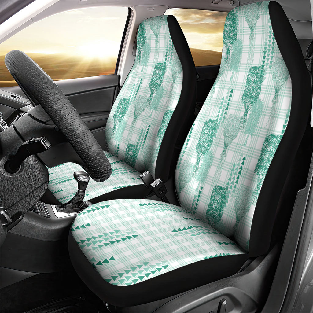 Aloha Hawaii Vintage Kahili Pa'a Lima Car Seat Cover Palaka Print Mossy Teal