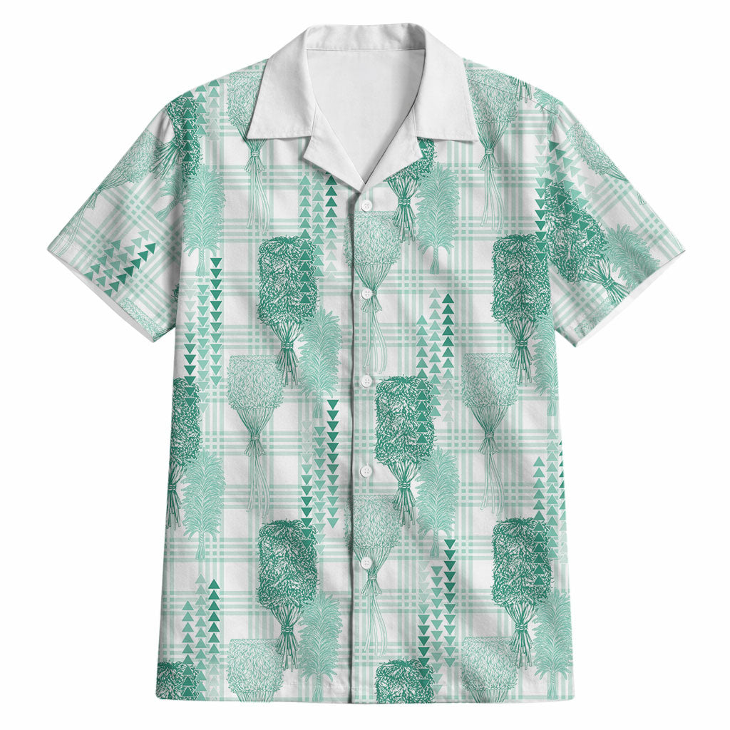 Aloha Hawaii Vintage Kahili Pa'a Lima Hawaiian Shirt Palaka Print Mossy Teal