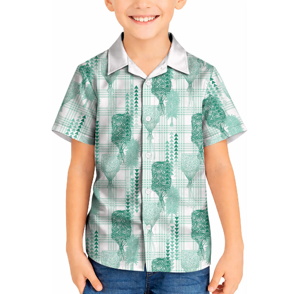 Aloha Hawaii Vintage Kahili Pa'a Lima Kid Hawaiian Shirt Palaka Print Mossy Teal LT7 Kid Mossy Teal - Polynesian Pride