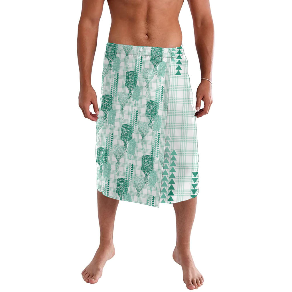 Aloha Hawaii Vintage Kahili Pa'a Lima Lavalava Palaka Print Mossy Teal