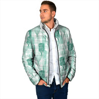 Aloha Hawaii Vintage Kahili Pa'a Lima Padded Jacket Palaka Print Mossy Teal