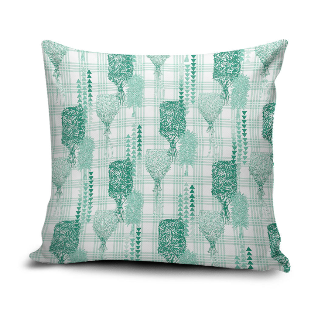 Aloha Hawaii Vintage Kahili Pa'a Lima Pillow Cover Palaka Print Mossy Teal