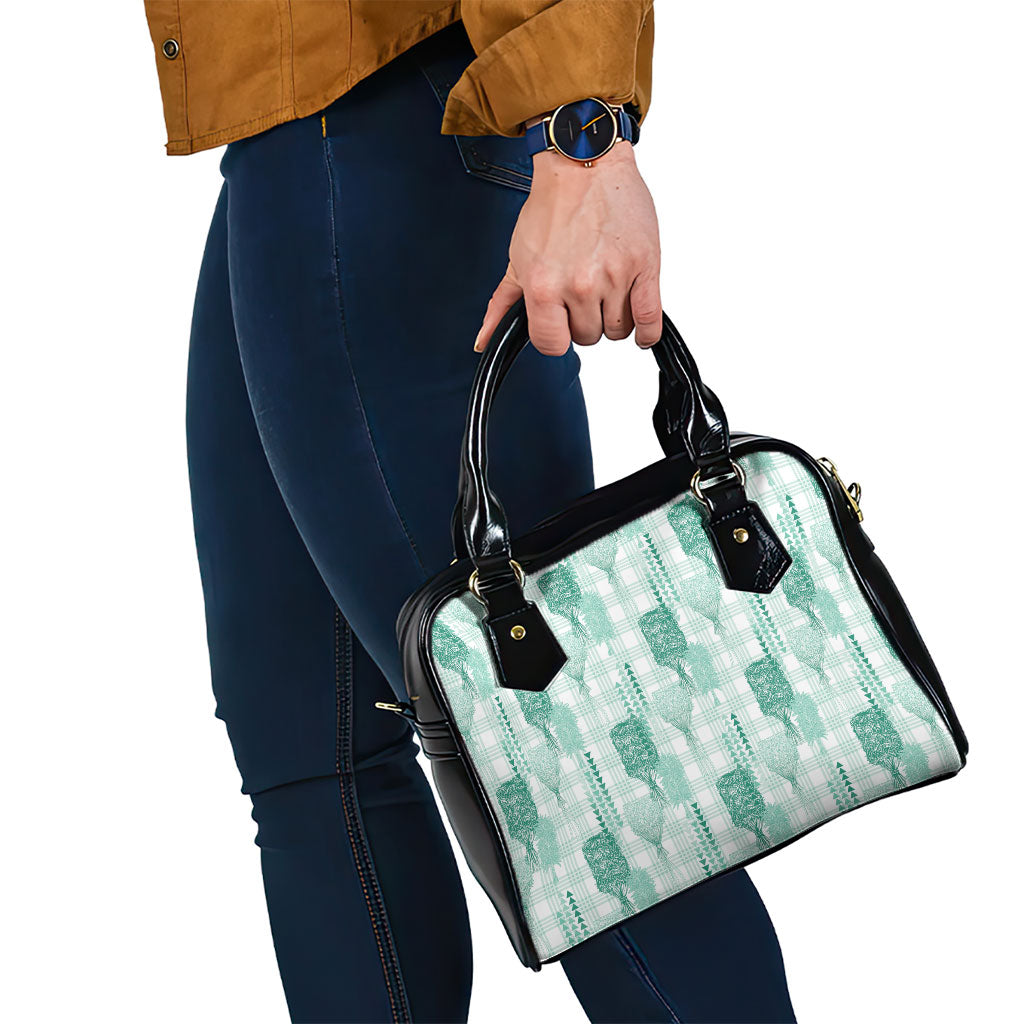 Aloha Hawaii Vintage Kahili Pa'a Lima Shoulder Handbag Palaka Print Mossy Teal
