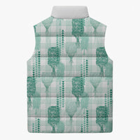 Aloha Hawaii Vintage Kahili Pa'a Lima Sleeveless Puffer Jacket Palaka Print Mossy Teal