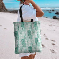 Aloha Hawaii Vintage Kahili Pa'a Lima Tote Bag Palaka Print Mossy Teal