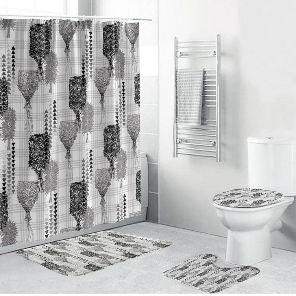 Aloha Hawaii Vintage Kahili Pa'a Lima Bathroom Set Palaka Print Hinahina